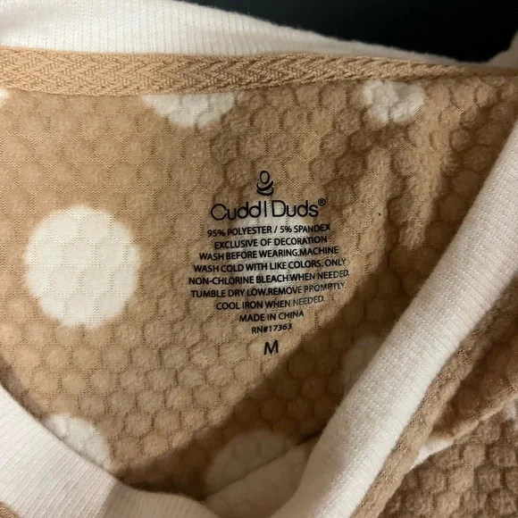 Cuddl Duds Tan and White Polka Dot Kids Pajama Set - Picture 4 of 6